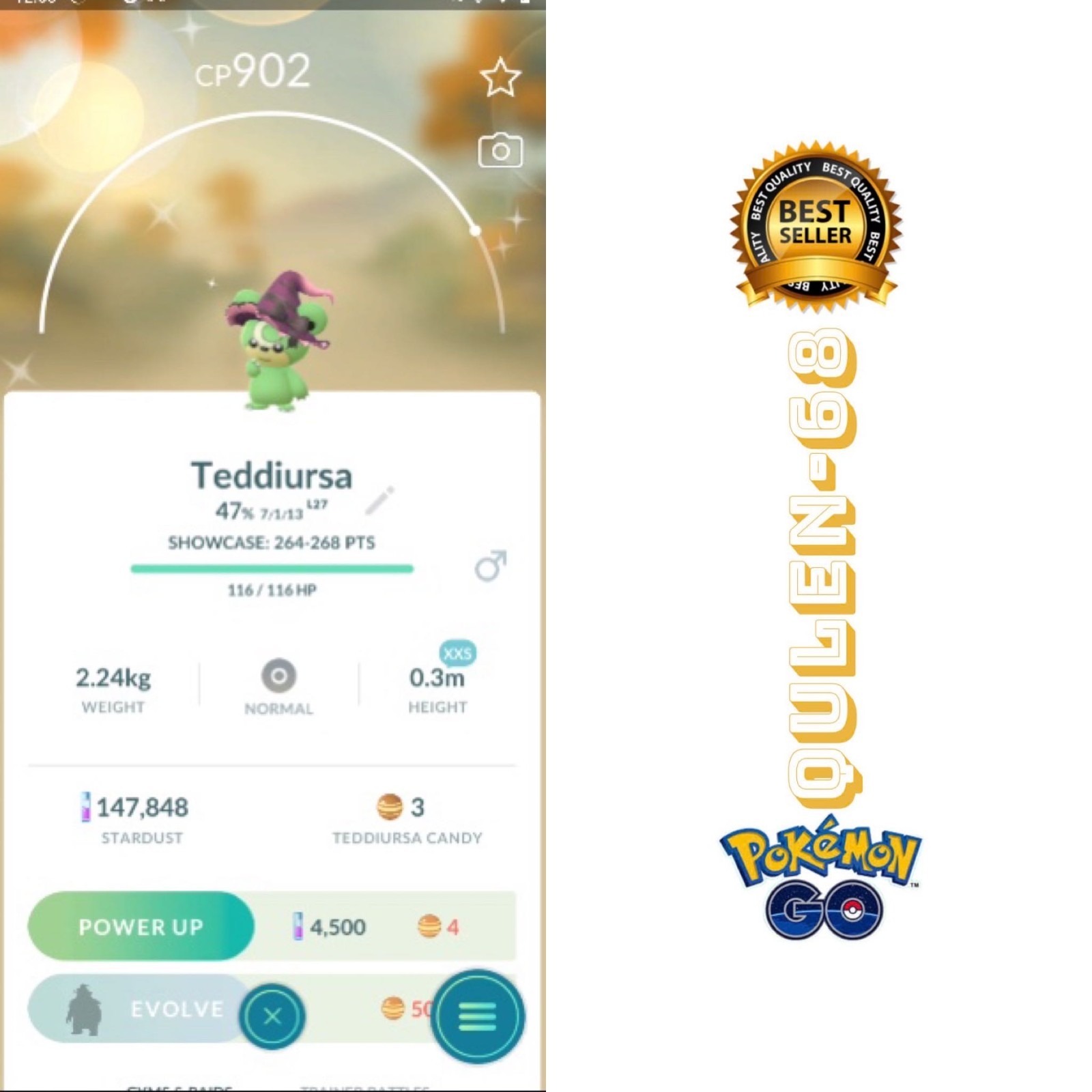PoKéMon Go – Shiny Teddiursa sz XXS wearing halloween costume – P”T C or trade