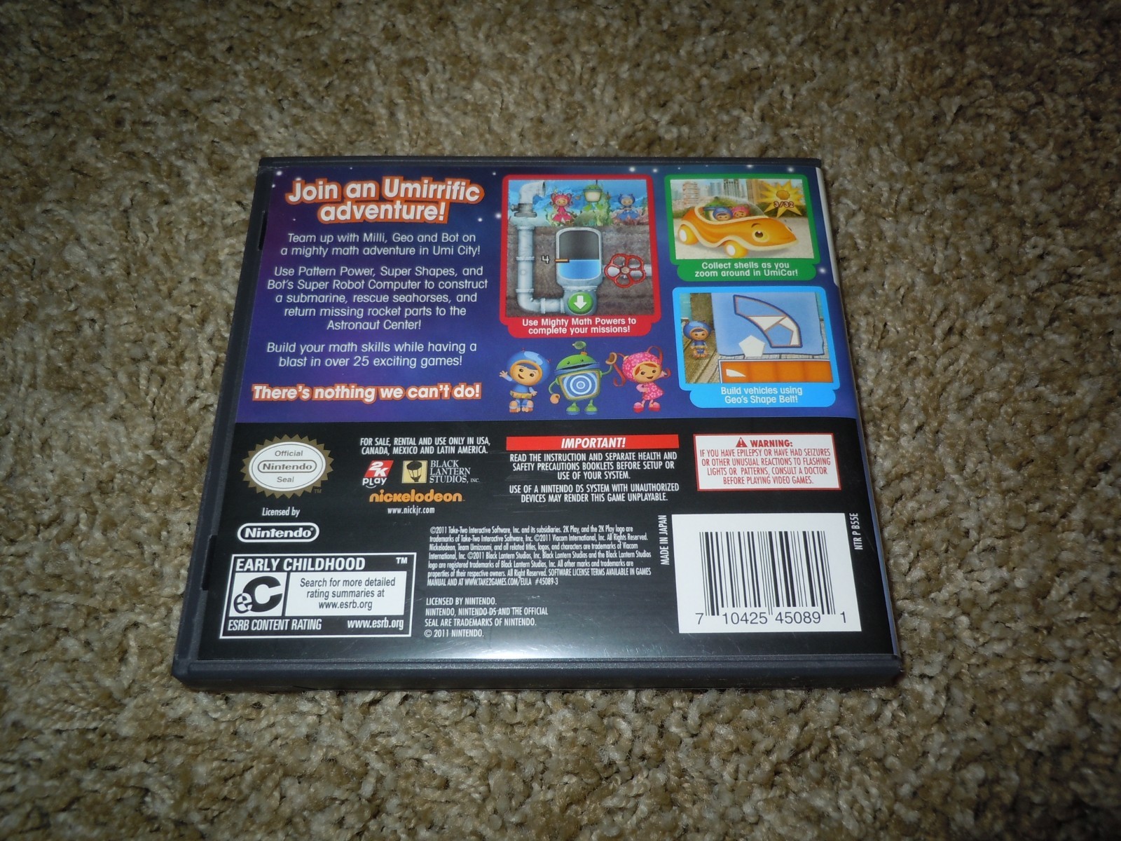 Nickelodeon Team Umizoomi Complete CIB Box Manual Inserts Nintendo DS NES 2011