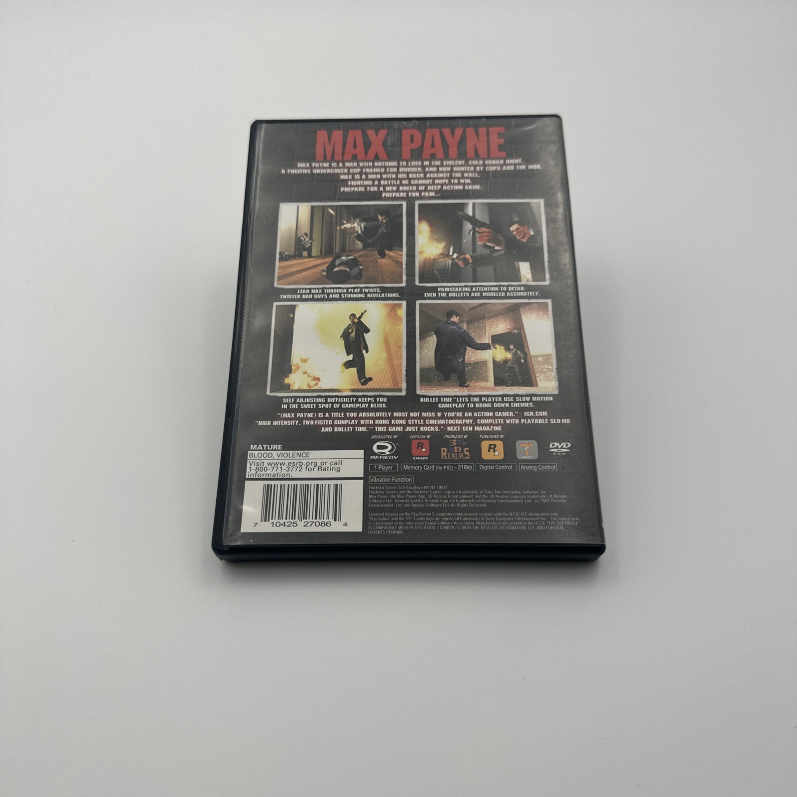 PS2 Max Payne Game Sony PlayStation 2 Case & Disc Only Untested Rockstar Remedy