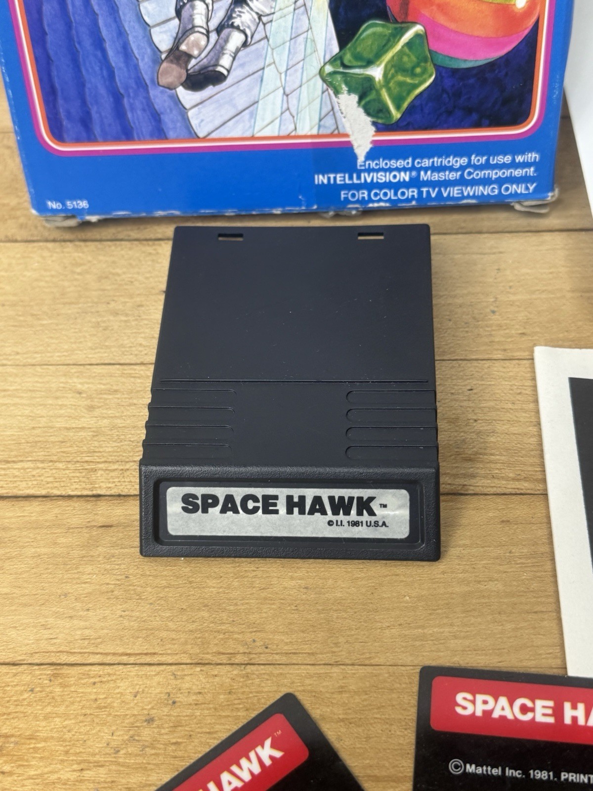 Space Hawk Mattel Intellivision CIB Complete in Box w Overlays Used Video Game