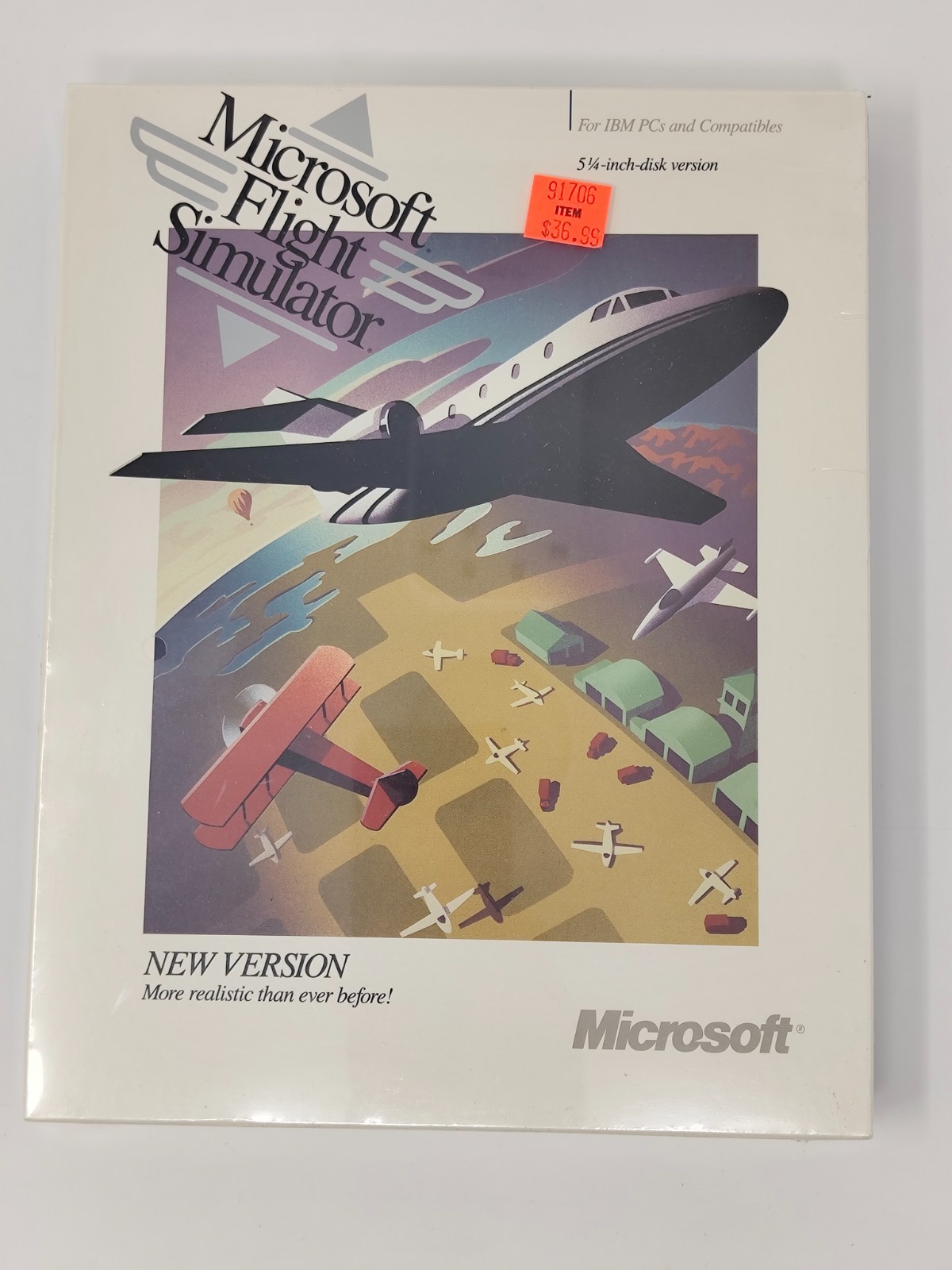 Microsoft Flight Simulator New Version 4.0 – Sealed – 5 1/4” disk version – 1989