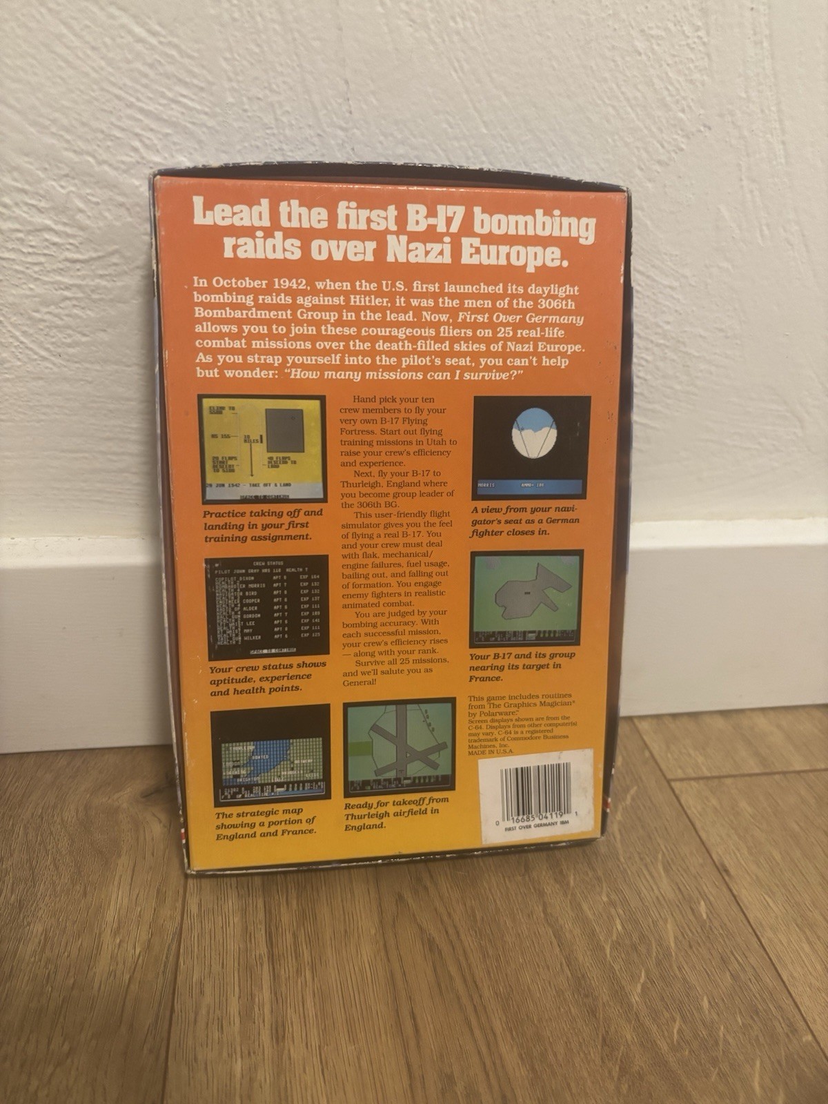First Over Germany IBM PC 5 1/4 Disk 306th Bomb Group Simulator PC Game 1988 EUC