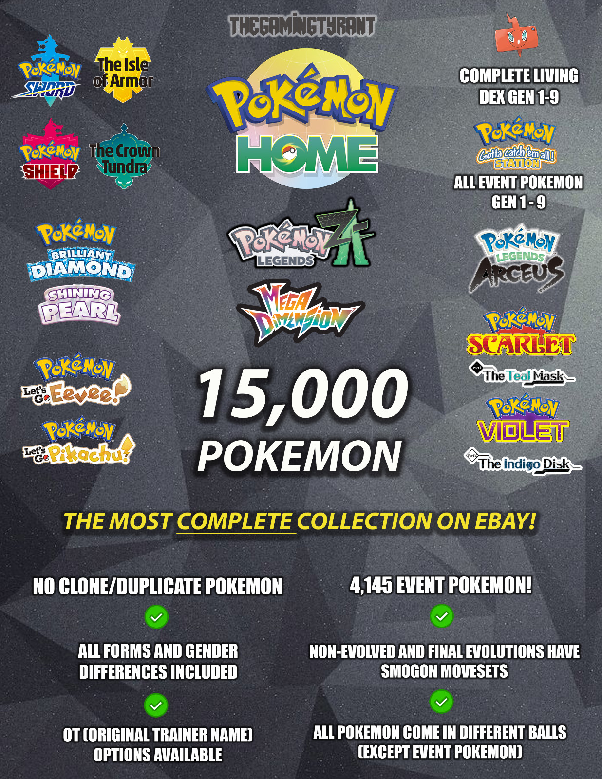 Pokemon Complete Living Dex Transfer – Compatible with Pokémon HOME