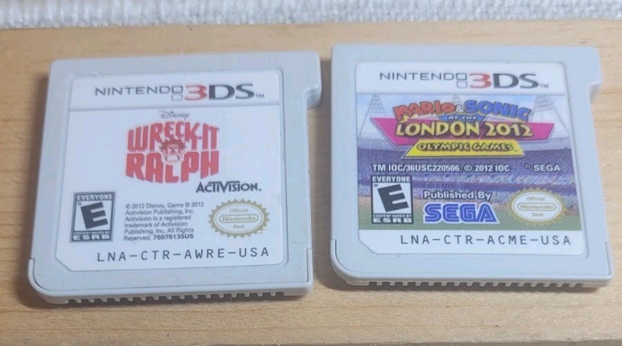 Nintendo 3DS Game Lot Wreck-It Ralph + Mario & Sonic London 2012 Olympics Tested