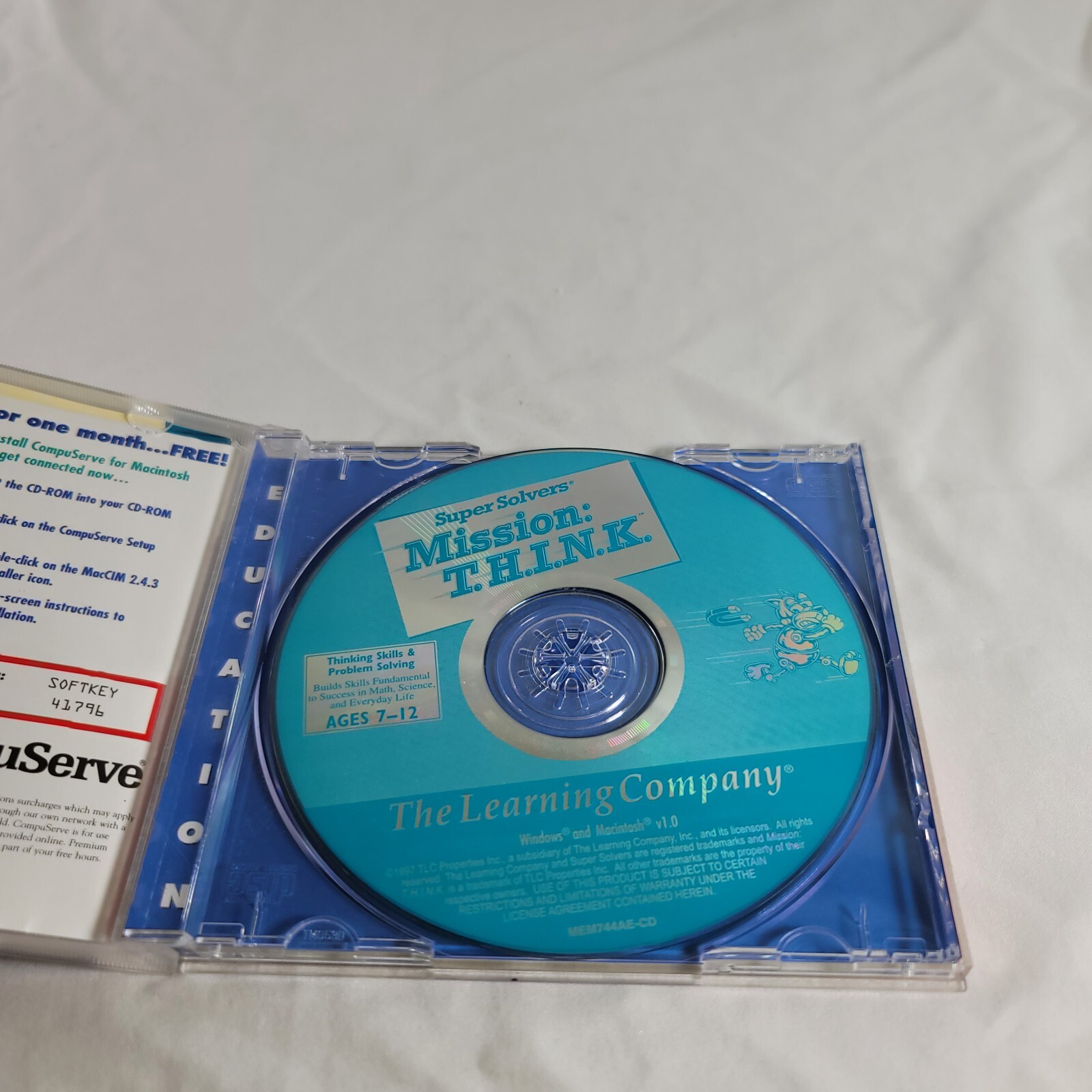 1997 Super Solvers Mission THINK Learning Game, CD Rom Ages 7-12 Win Mac