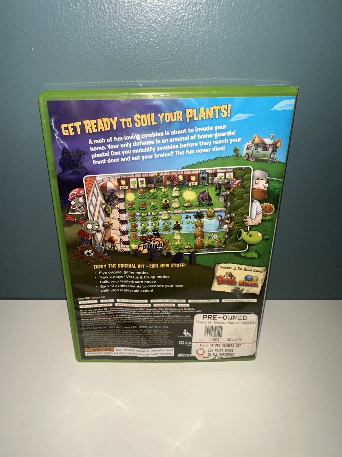 Plants vs. Zombies (Microsoft Xbox 360, 2010) CIB W/ Manual + Zuma & Peggle