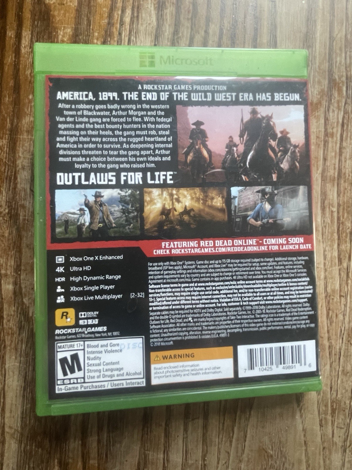 Red Dead Redemption 2 – Microsoft Xbox One Poster Map No Manual