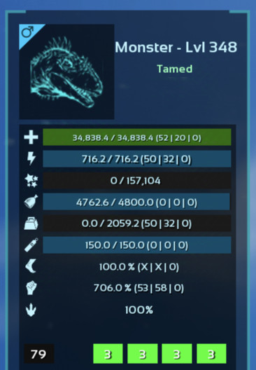 ARK Survival Ascended PvE PC/XBOX/PS5 Monster Carcharo Imprinted 706m (carcha)