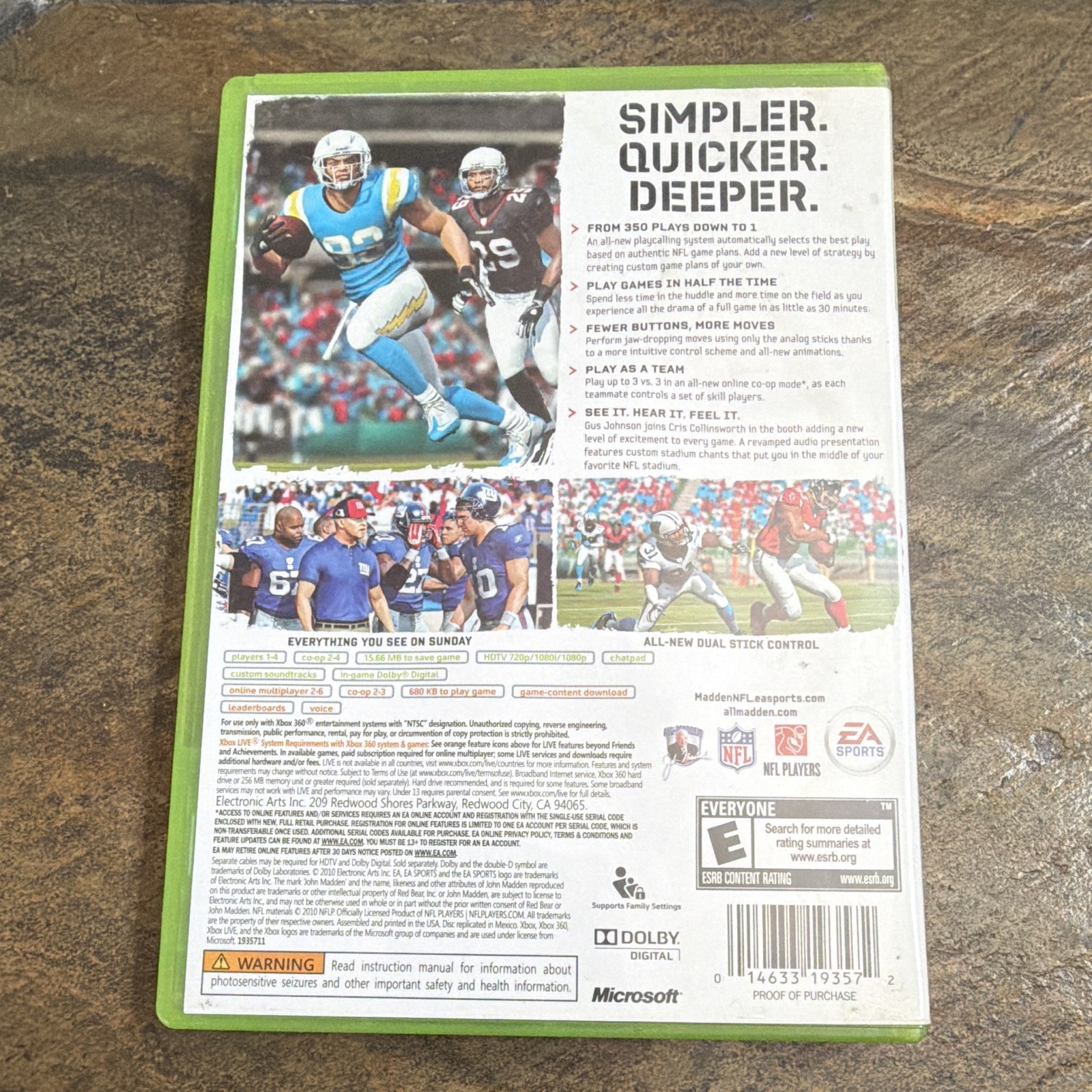 Madden NFL 11 American Football XBox 360 2010 Manual