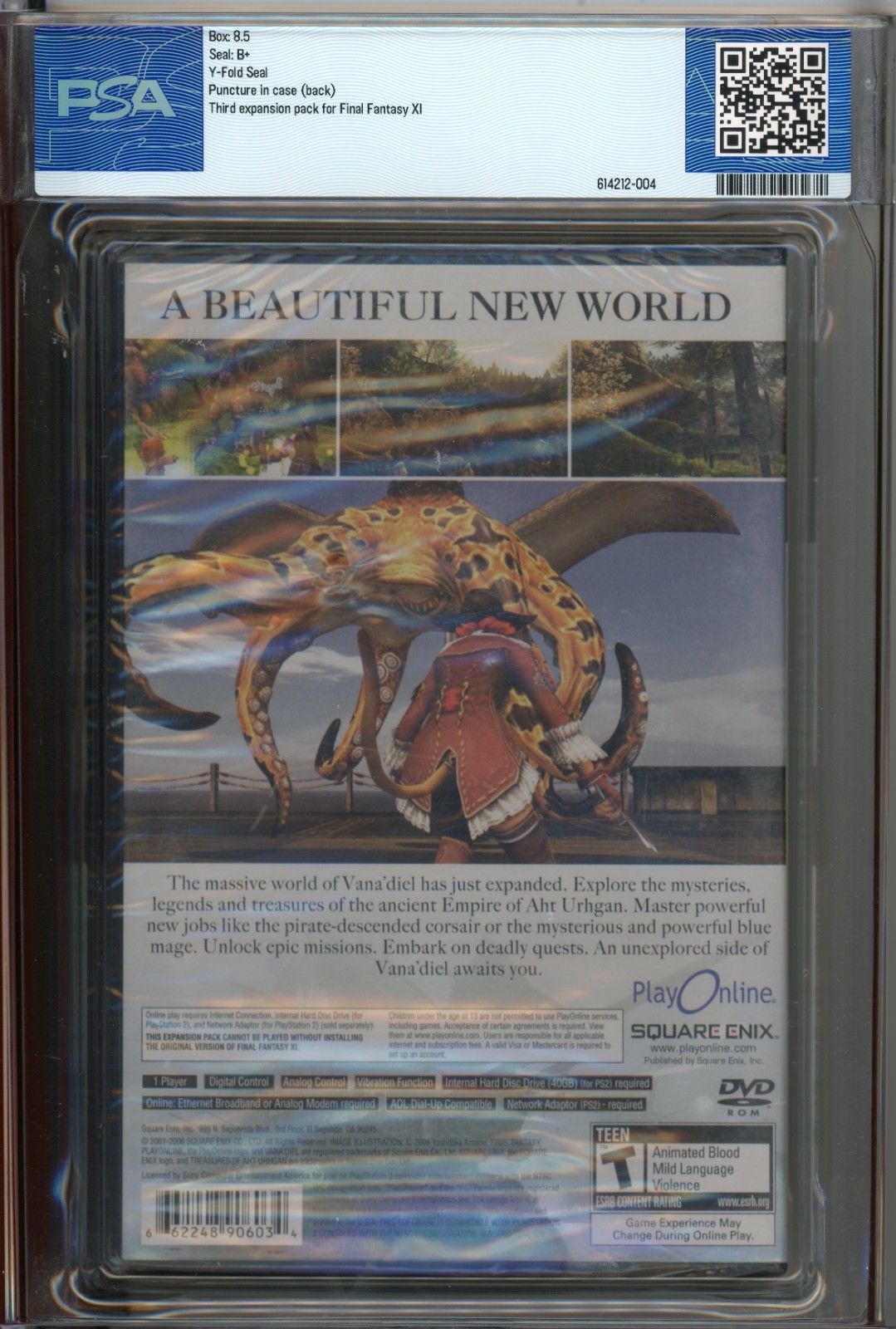 Final Fantasy XI Treasures of Aht Urhgan Playstation 2 Sealed B+ Graded PSA 8.5