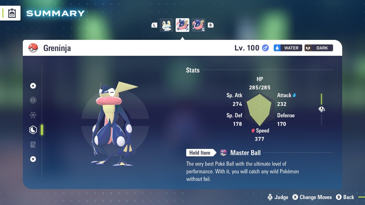 6IV Greninja in Ash form with Battle Bond Ability for Pokemon Scarlet and Violet