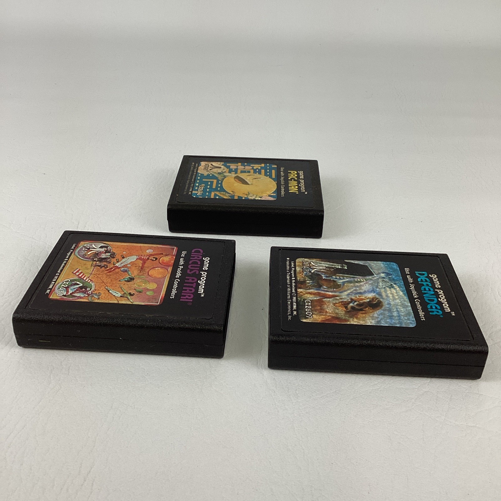 Atari 2600 Pac-Man Defender Circus Atari Video Game Lot Vintage 1981 TESTED