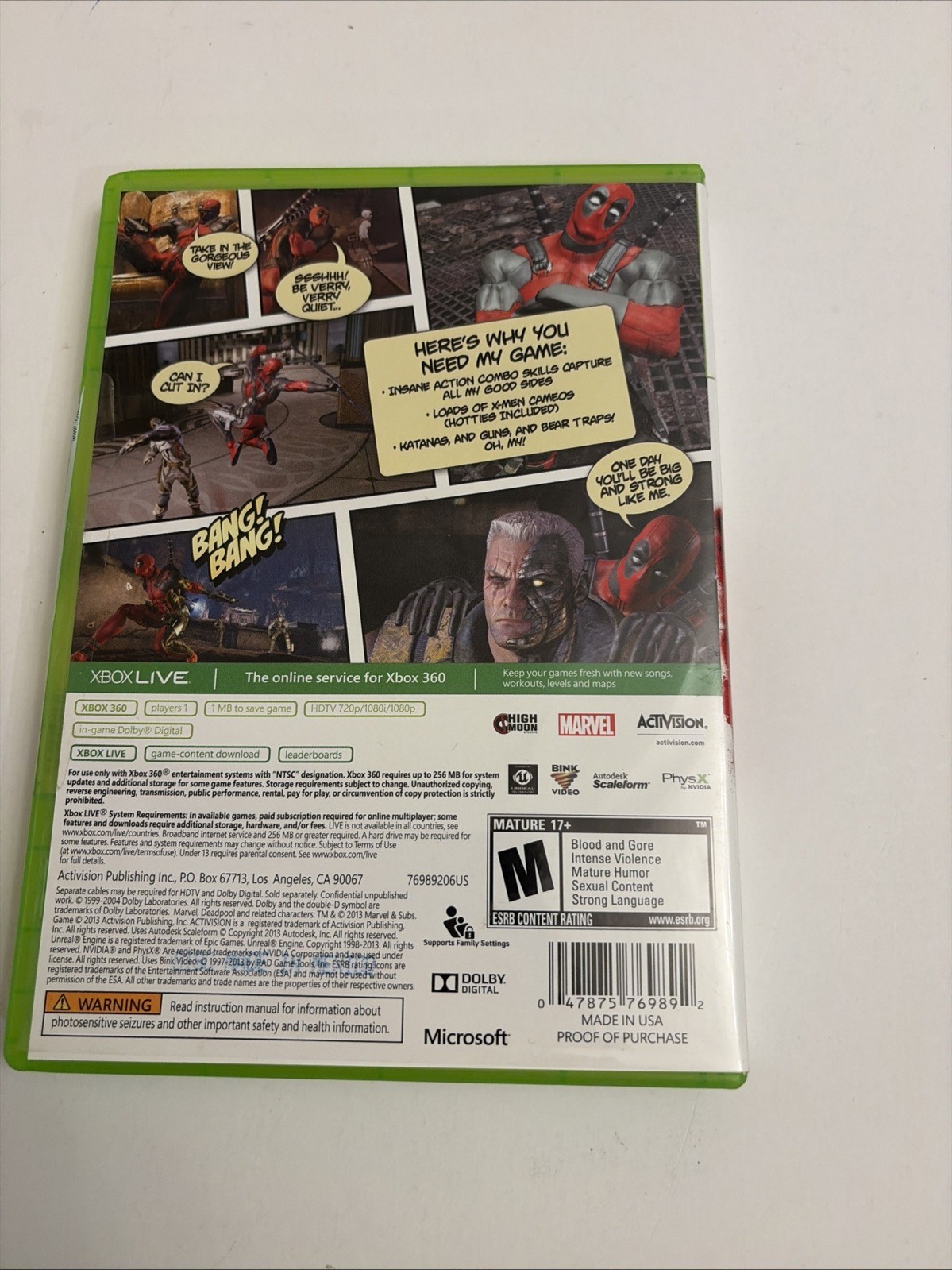 Deadpool (M) – Microsoft Xbox 360 Xbox 360 Video Games Hero Game Marvel RARE