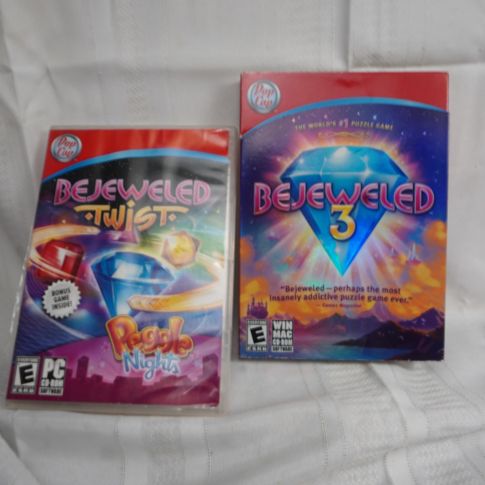 Bejeweled Twist Peggle Nights & Bejeweled 3 PC Mac Game E PopCap Puzzle CD-ROM