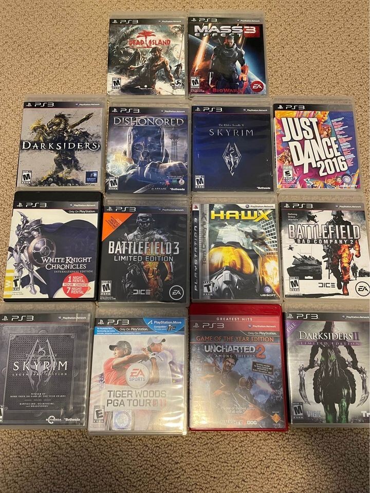 Lot 14 PlayStation 3 PS3 Games DarkSiders Uncharted Dishonored Mass Effect!