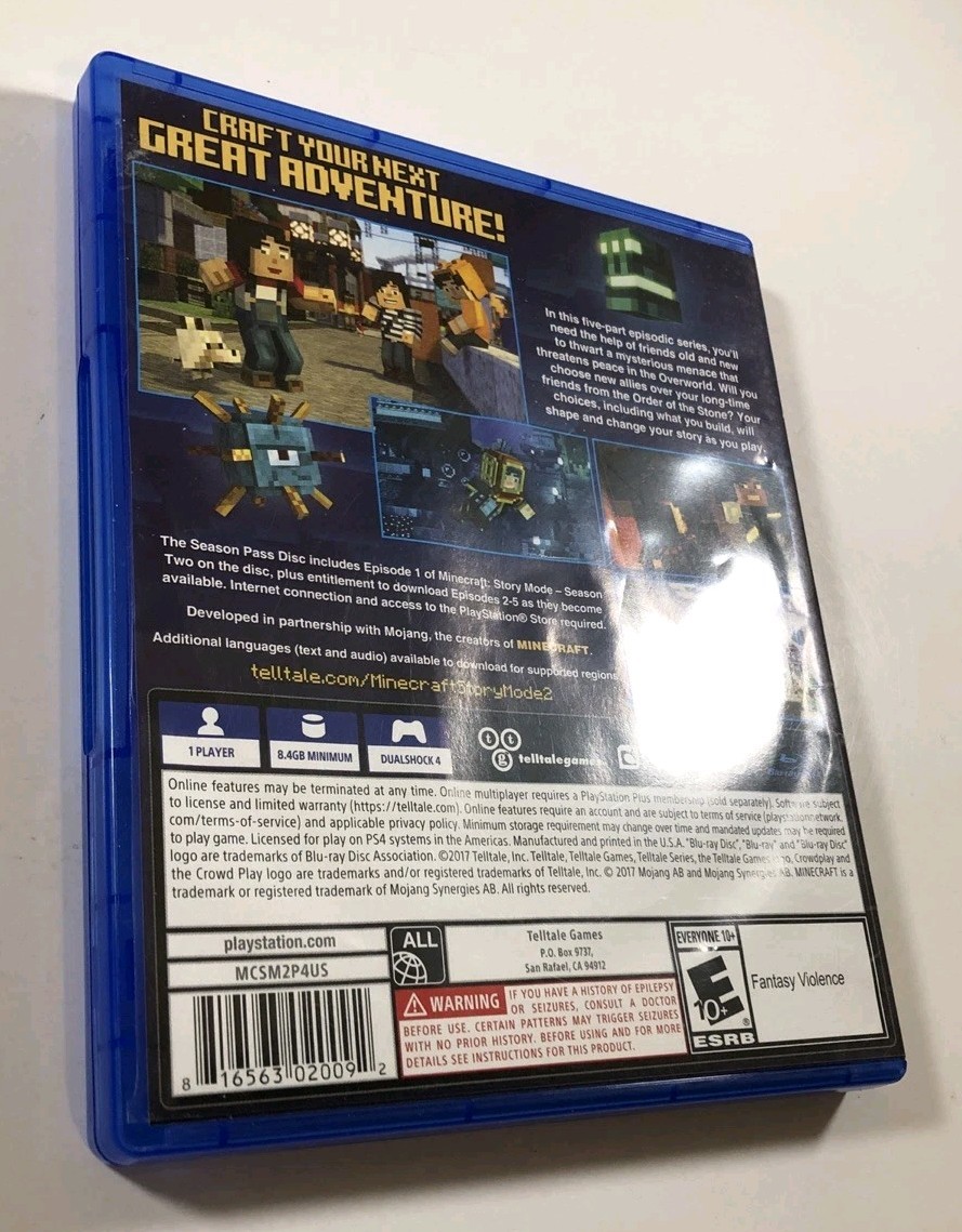 Minecraft Story Mode The Complete Adventure AND Season Two (PlayStation 4 / PS4)