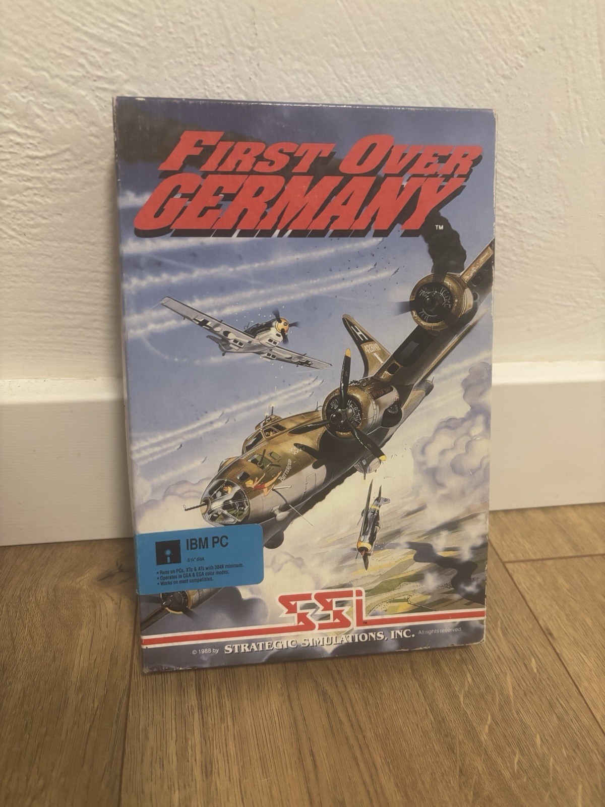 First Over Germany IBM PC 5 1/4 Disk 306th Bomb Group Simulator PC Game 1988 EUC