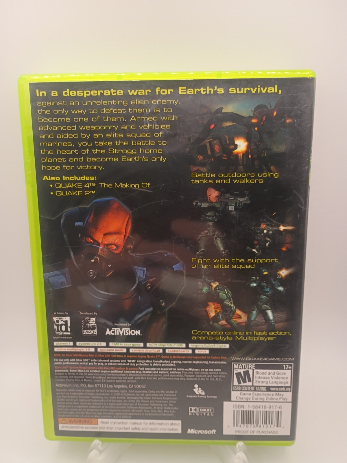 Quake 4 Microsoft Xbox 360, 2005, Complete in Box with Bonus Disc