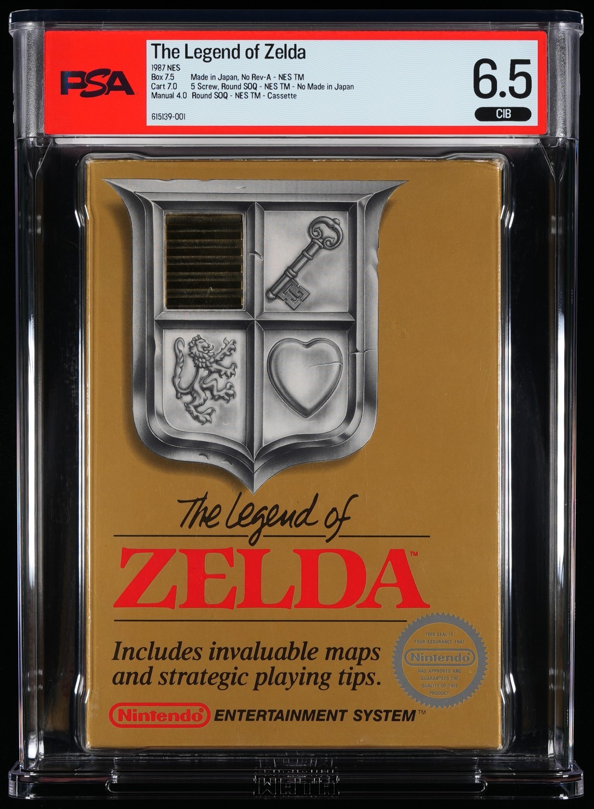 The Legend of Zelda NES PSA 6.5 CIB – 1st Print- TM 5 Screw Cassette Manual