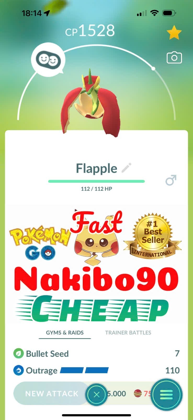 Pokemon✨Flapple (Applin Evolve)✨Tra de✨Go✨Read description✨