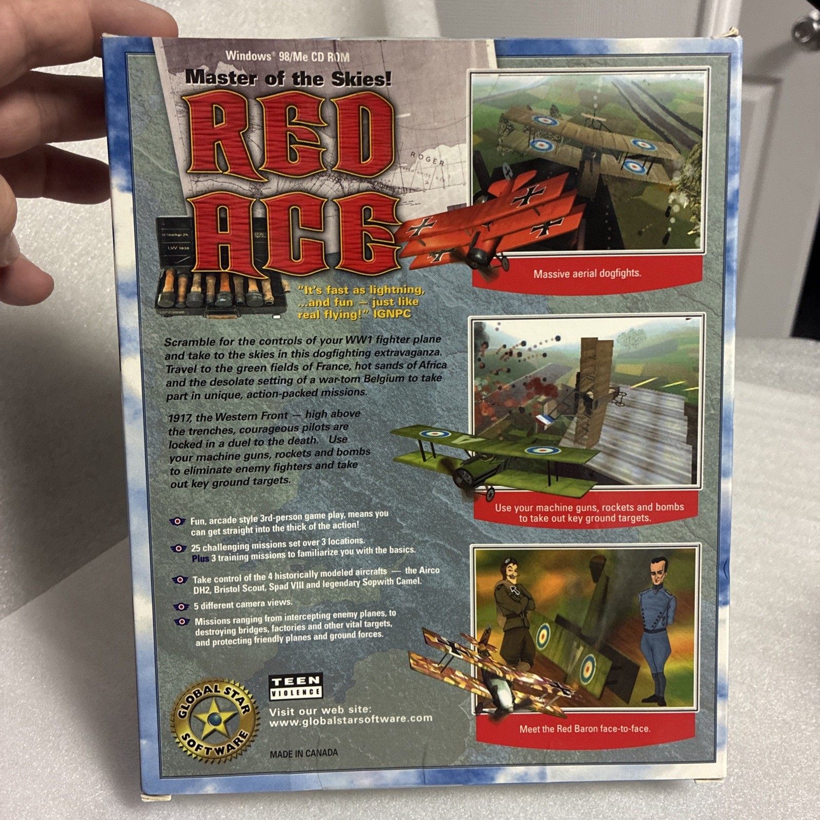 Red Ace Vintage Computer Game Global Star Flying Combat PC BIG BOX BRAND NEW