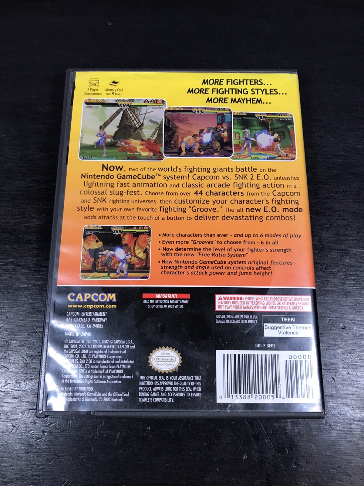 Capcom vs SNK 2 EO (Nintendo GameCube, 2002) No Manual, Authentic And Tested