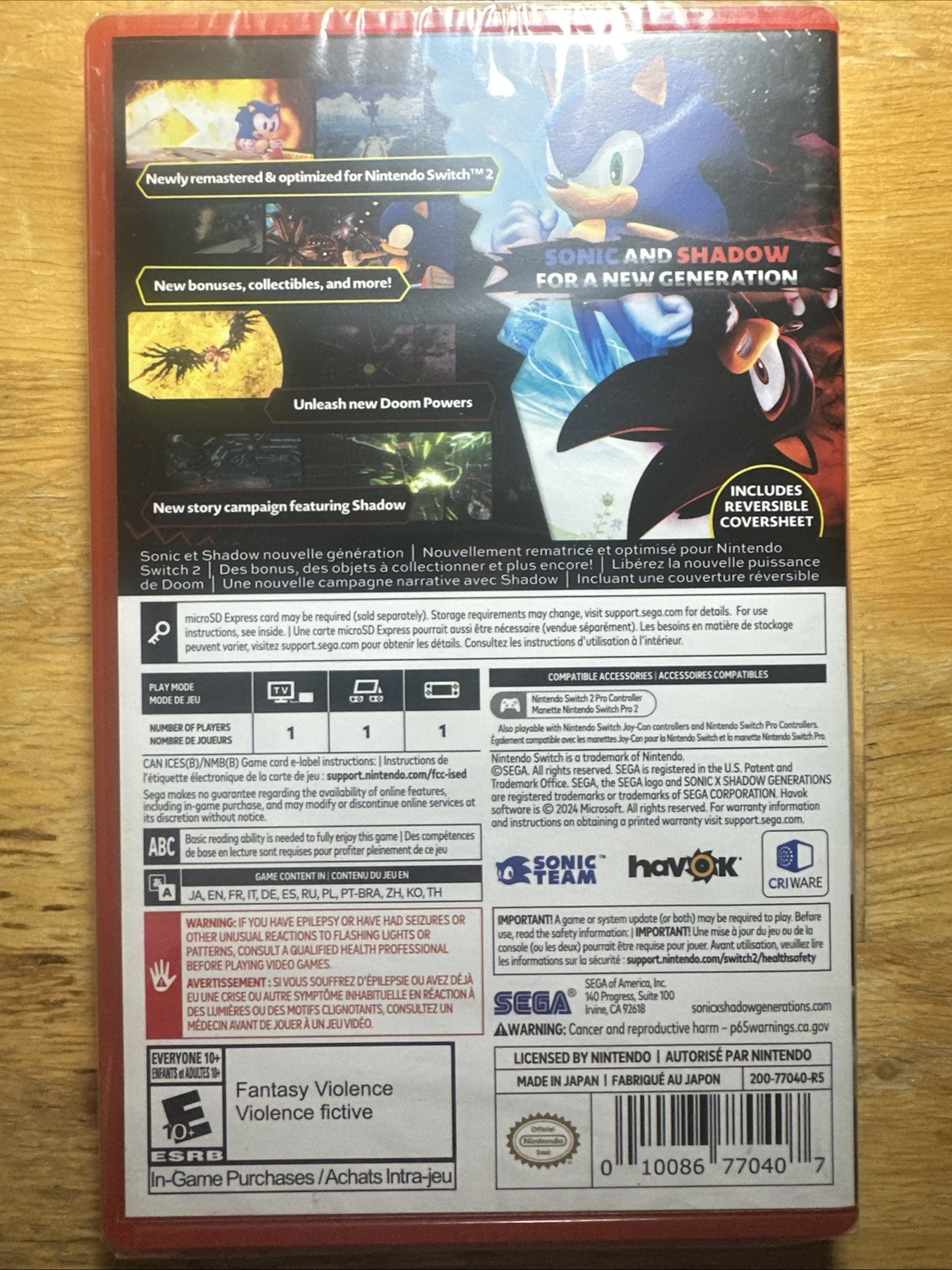 Sonic X Shadow Generations (Nintendo Switch 2) Day One Edition. New And Sealed