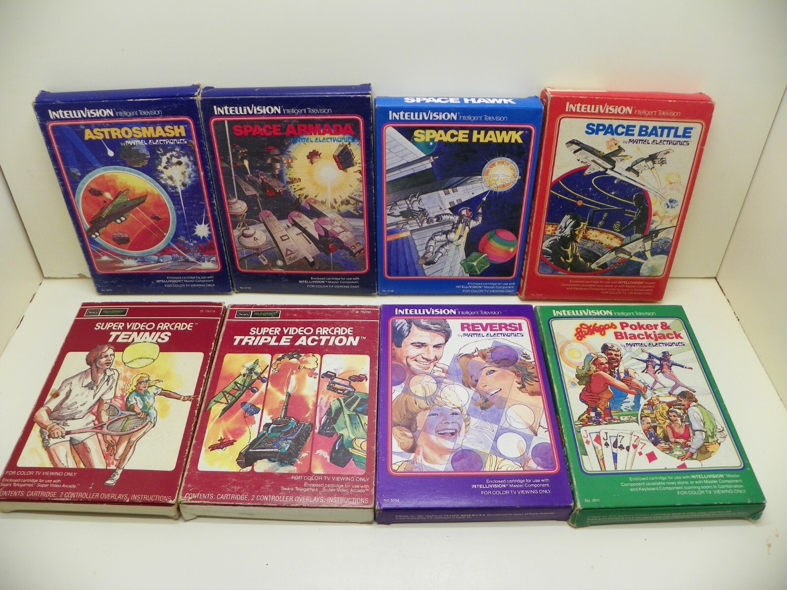Vintage Mattel Electronics Intellivision set of 8 Games