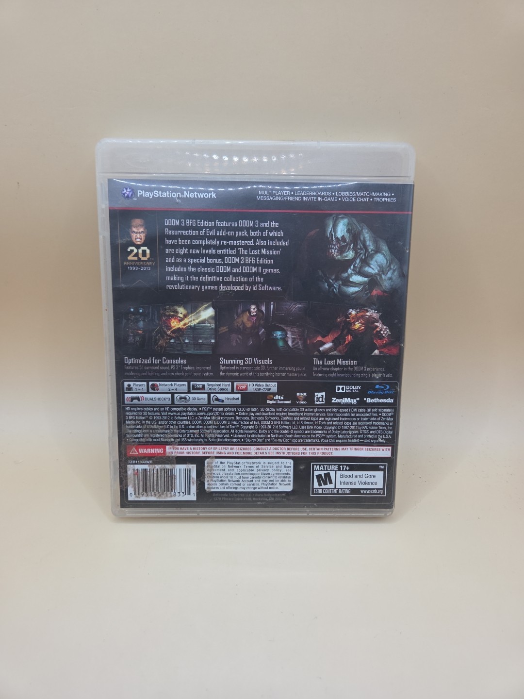 Doom 3 BFG Edition – PS3 PlayStation 3 – No Manual – Clean Disc