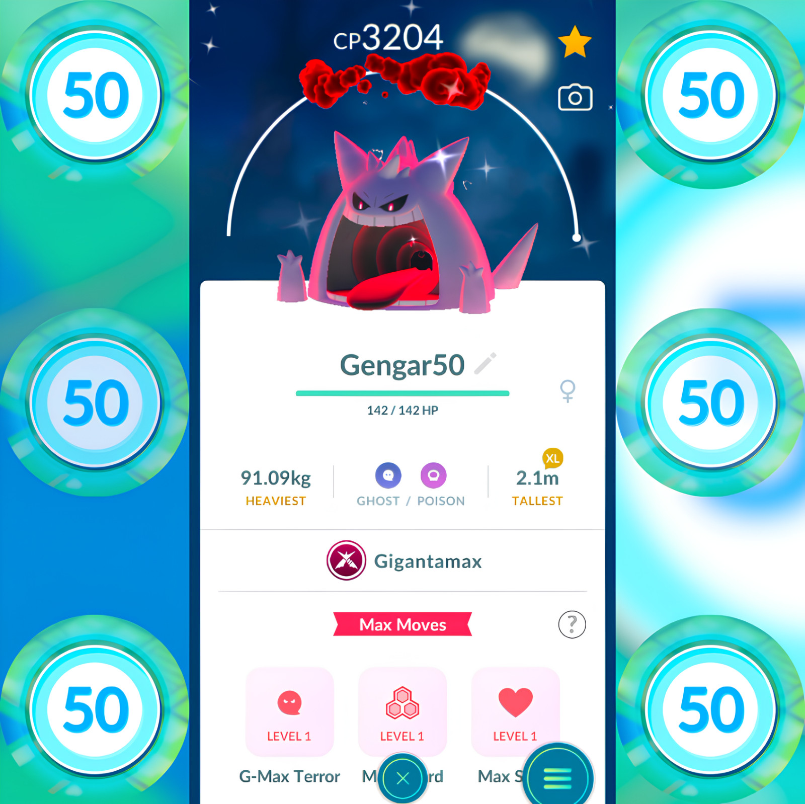 Shiny Gigantamax Gengar Level 50 + Max Moves Unlock | Pokemon Tr-de Go ✨