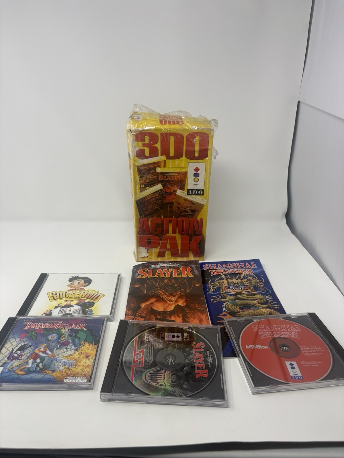 3DO Action Pak (Panasonic 3DO 1995) Slayer Shanghai Dragon’s Lair Soccer Kid
