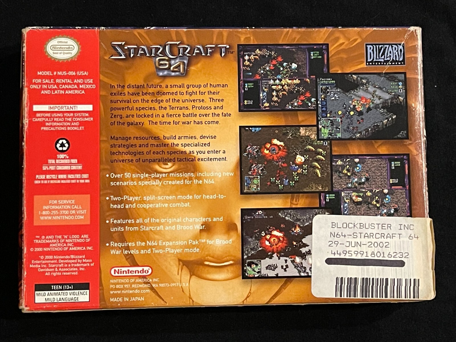StarCraft 64 (Nintendo 64, 2000) Box Manual Complete CIB N64