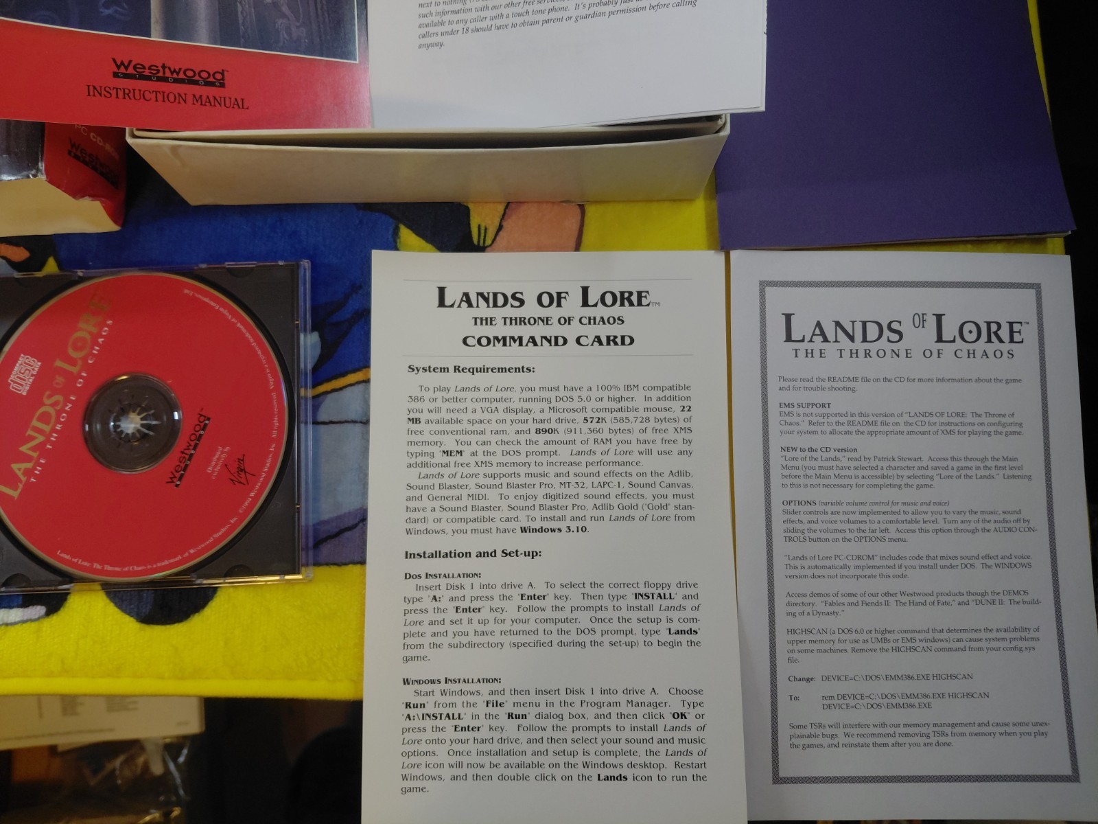 1994 Westwood Studios Lands of Lore Throne of Chaos PC CD-ROM – Big Box – CIB