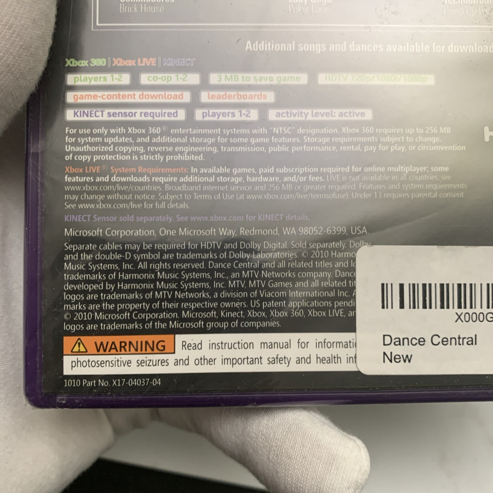 Dance Central (2010) – Xbox 360 Kinect Sensor Rhythm Music Sealed See Pics