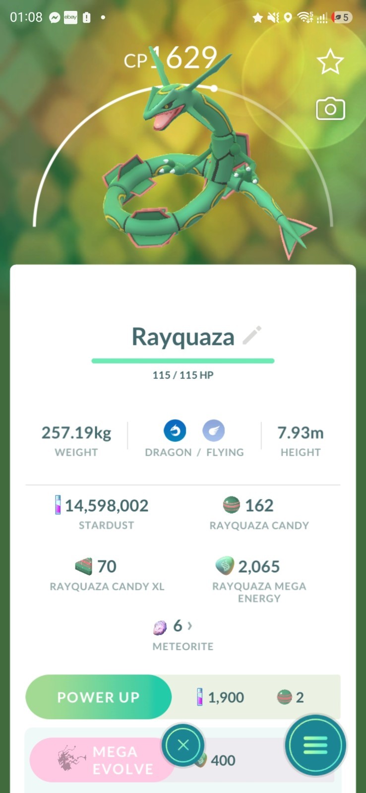Rayquaza ( Level 15 ) ( Dragon Ascent ) Pokemon Trade✨️ GO