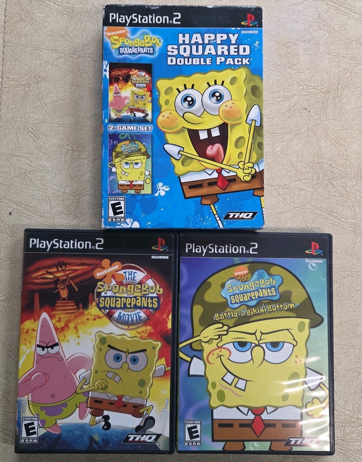 SpongeBob SquarePants: Happy Squared Double Pack (Sony PlayStation 2, 2009) CIB
