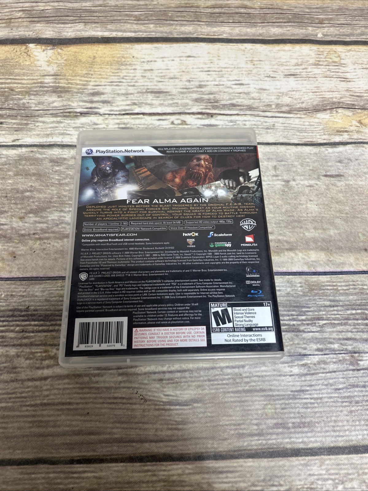 Project Origin: Fear 2 (Sony PlayStation 3) Complete With Manual CIB TESTED