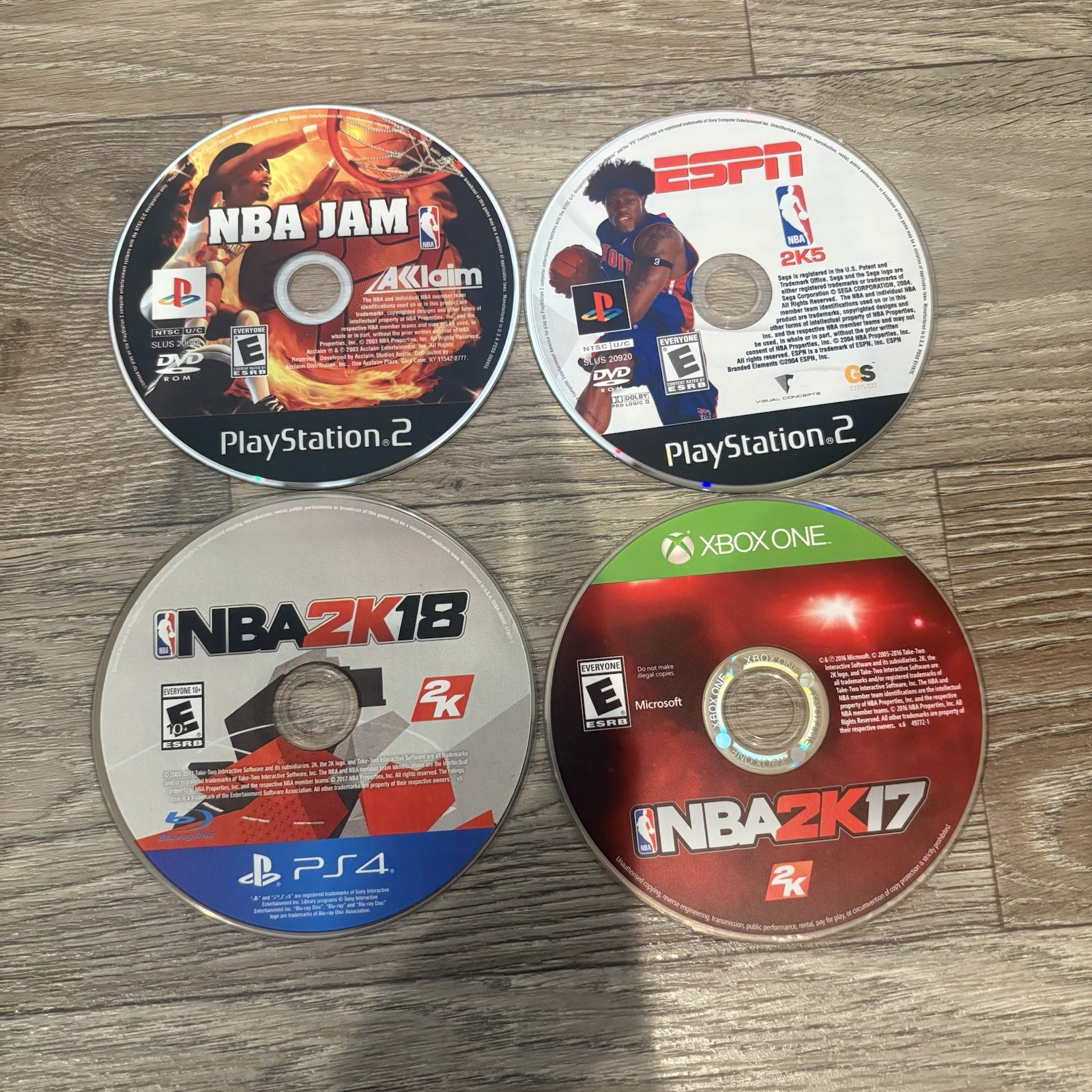 NBA Game Lot Of 4 Disc Only Untested NBA Jam, NBA 2K 5, 17, 18