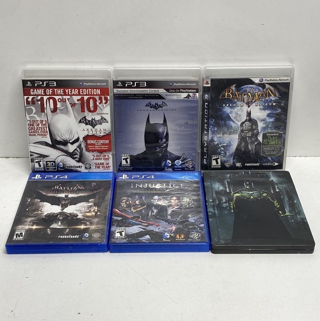 Batman Arkham Asylum City Origins Knight Injustice 6 PS3 PS4 Game Lot