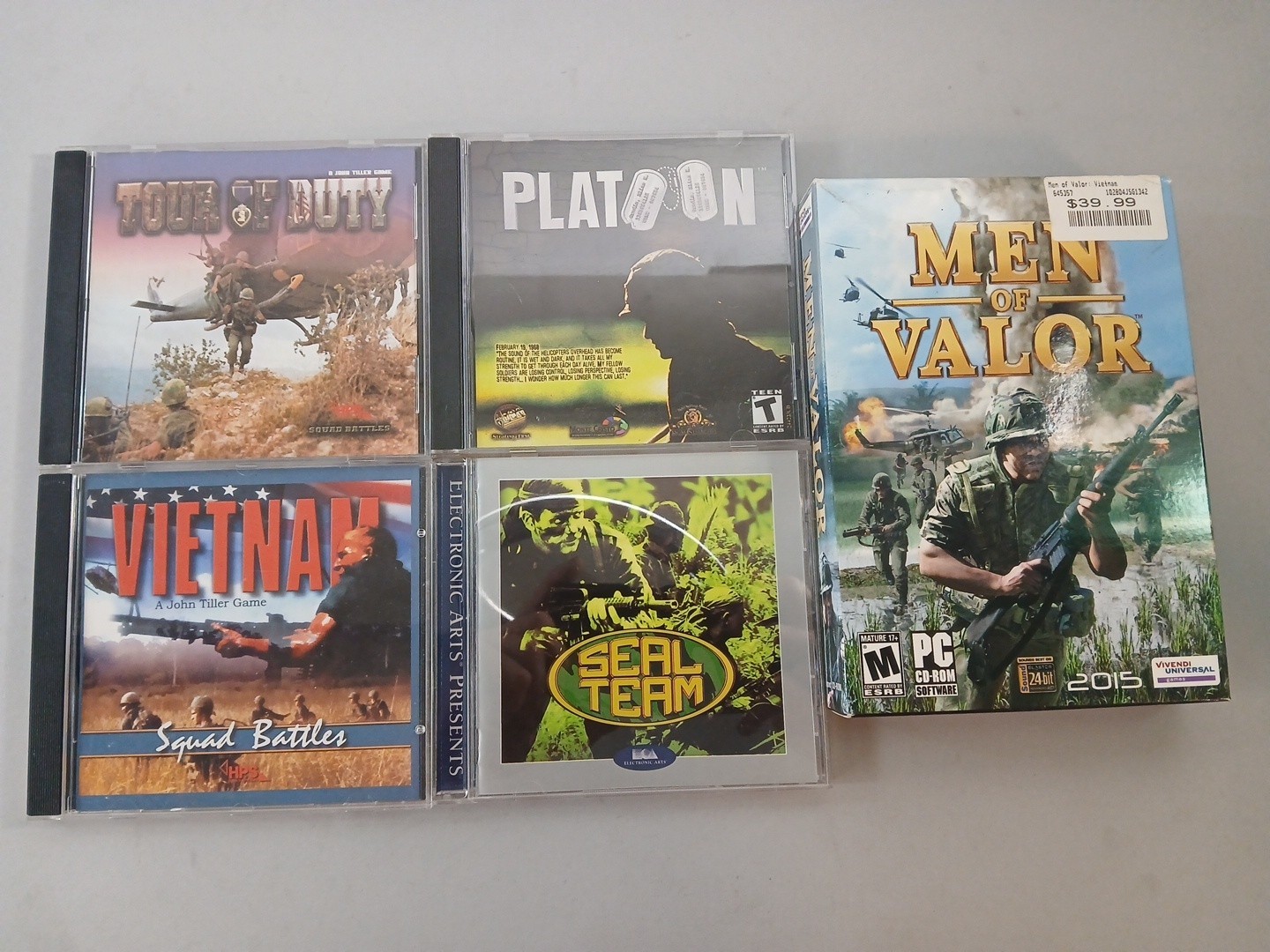 5 Vietnam Video Game PC Lot – Men of Valor , Seal Team, Platoon CD-ROM