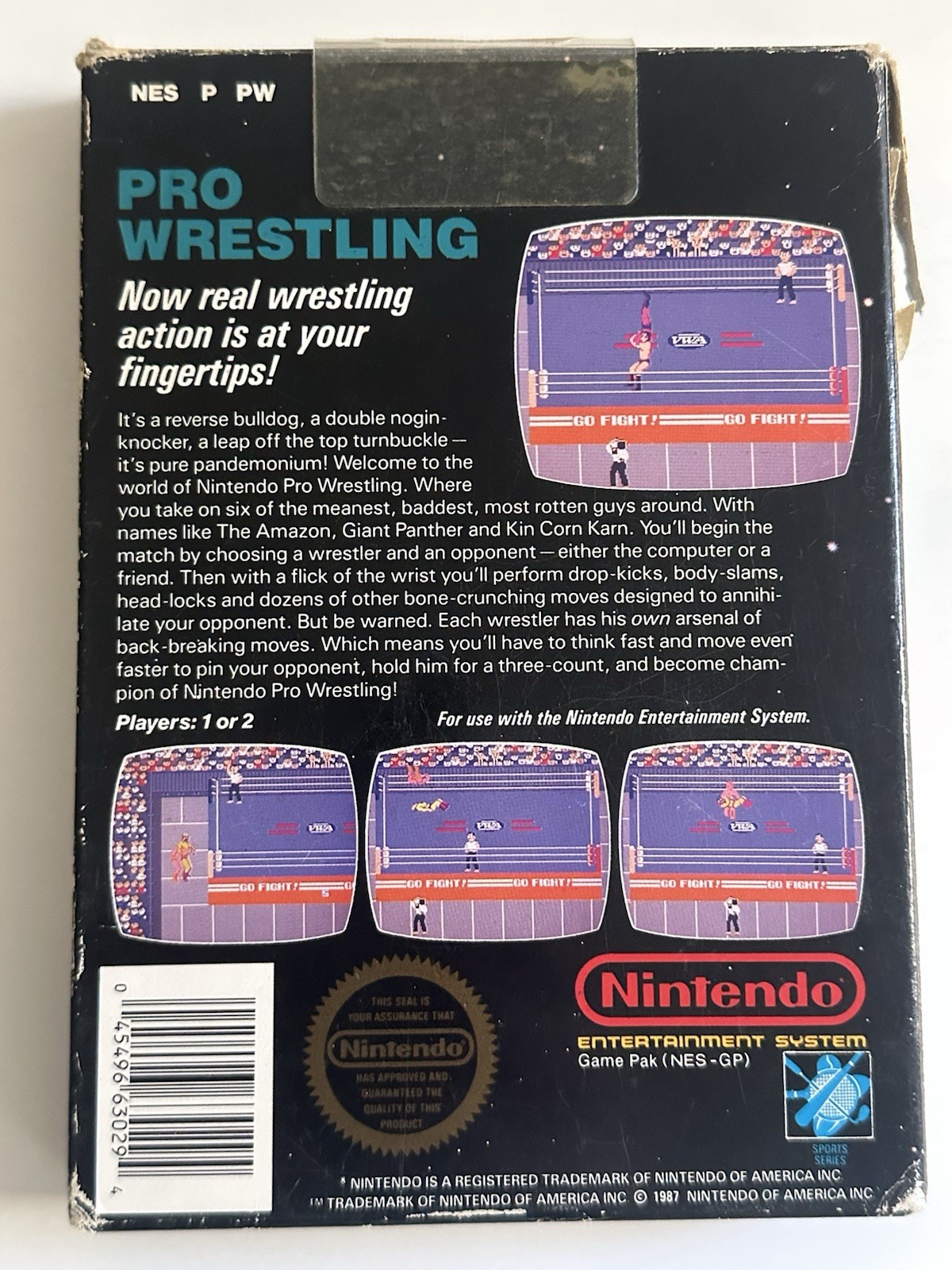 Pro Wrestling Nintendo Entertainment System, 1987 NES with Original Box