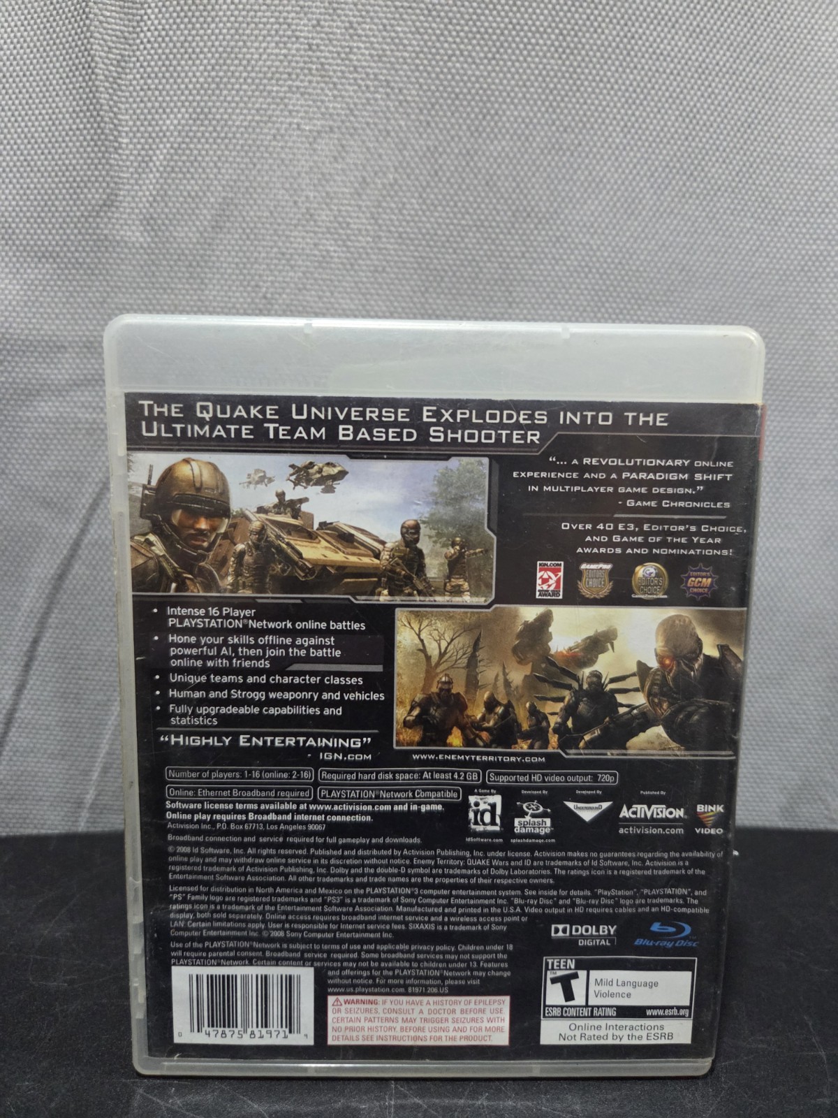 Enemy Territory Quake Wars (Sony PlayStation 3 PS3 2008) CIB Complete In Box