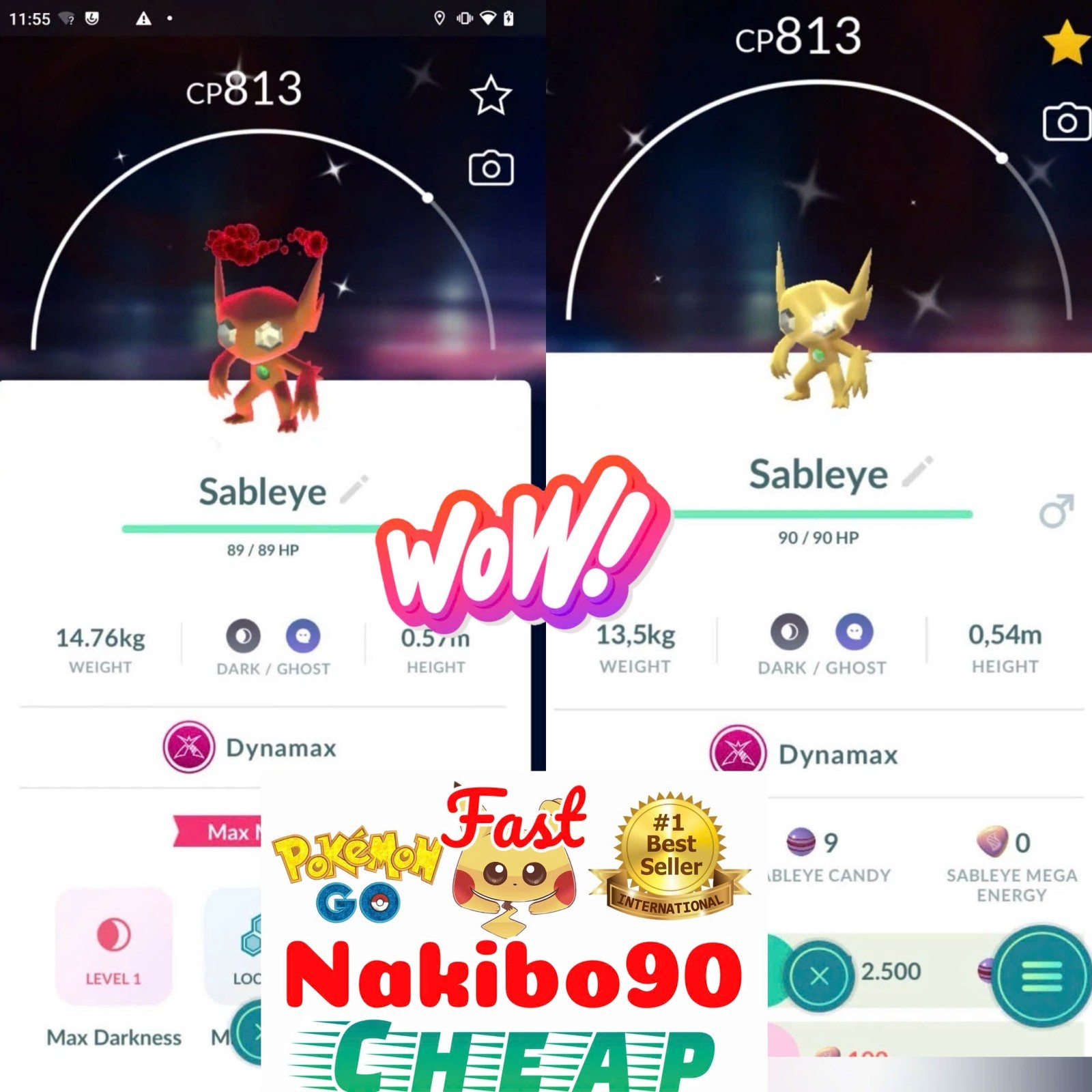 Pokemon✨Shiny Dynamax Sableye✨Tra De✨Go✨P’TC✨Read Describe✨