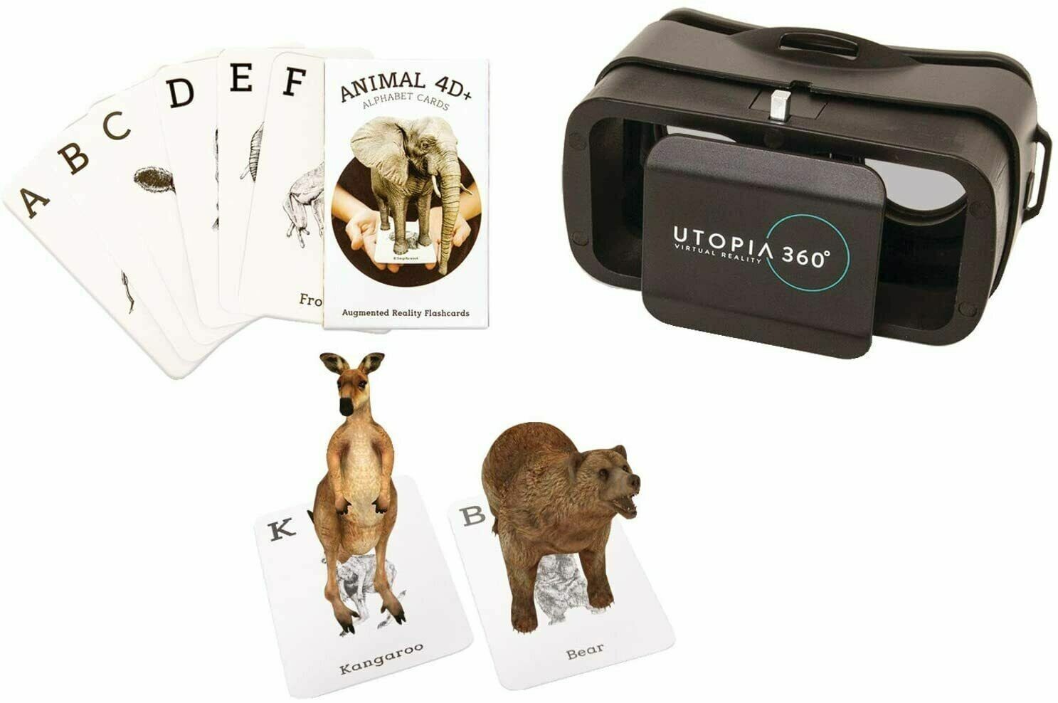 ReTrak 4D+ Augmented Reality VA Headset Animal Zoo Bundle 26 Animal Flashcards