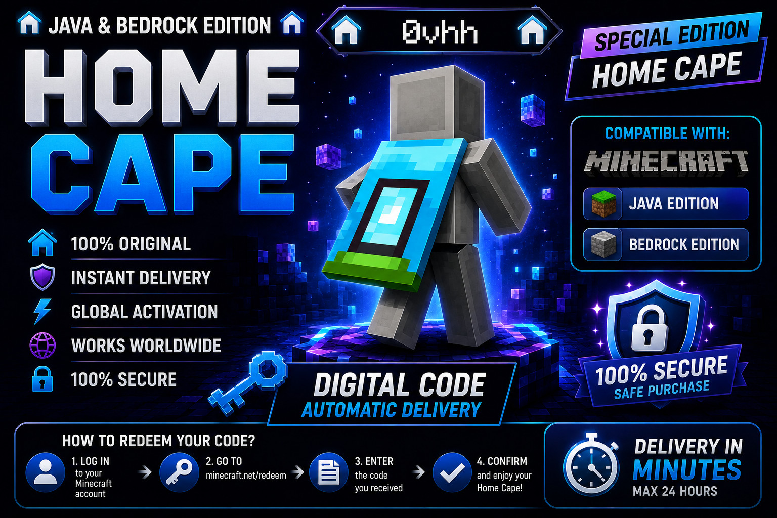 Minecraft Home Cape Code 2026 | Exclusive | Java & Bedrock |
