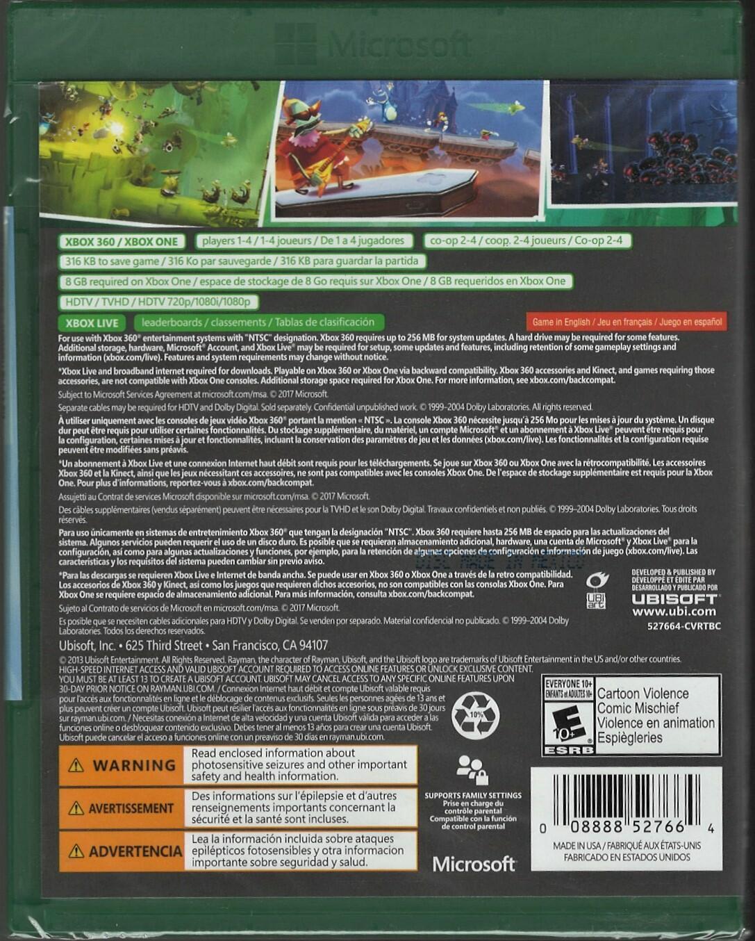 Rayman Legends (XB1 Packaging) Xbox 360 (Brand New Factory Sealed US Version) Xb