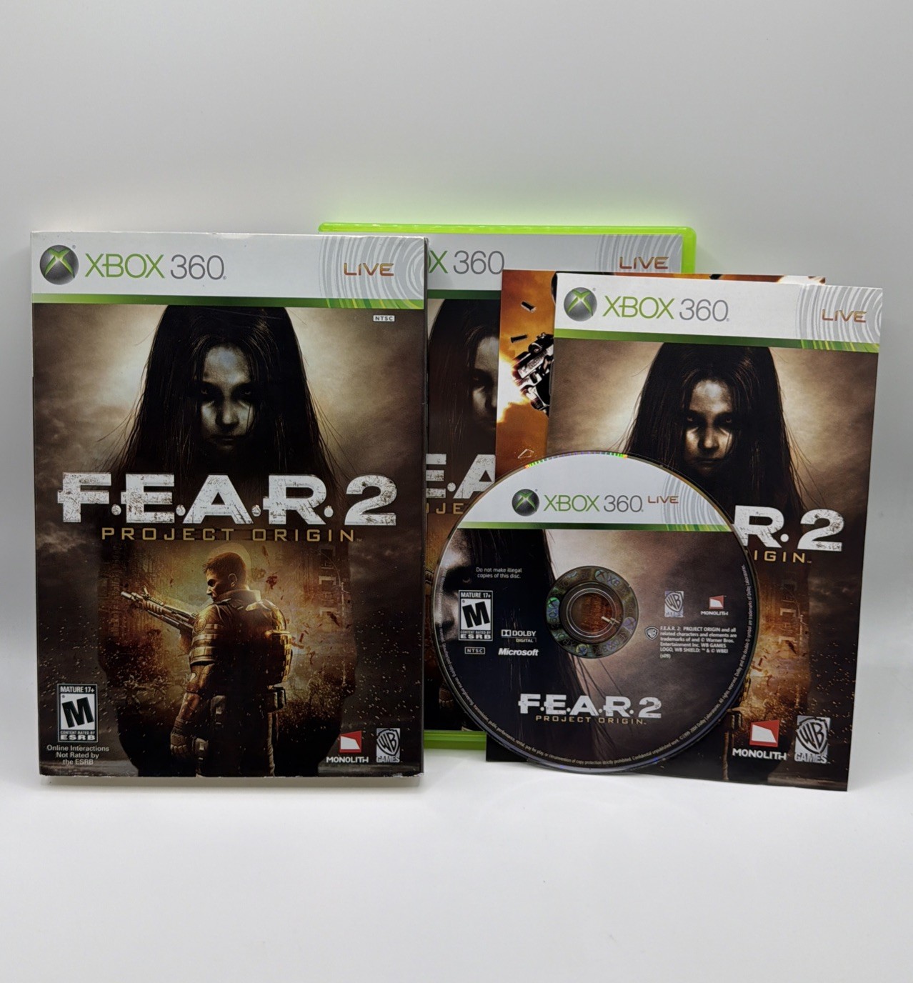 F.E.A.R. 2: Project Origin (Microsoft Xbox 360, 2009) with Manual And Slipcover