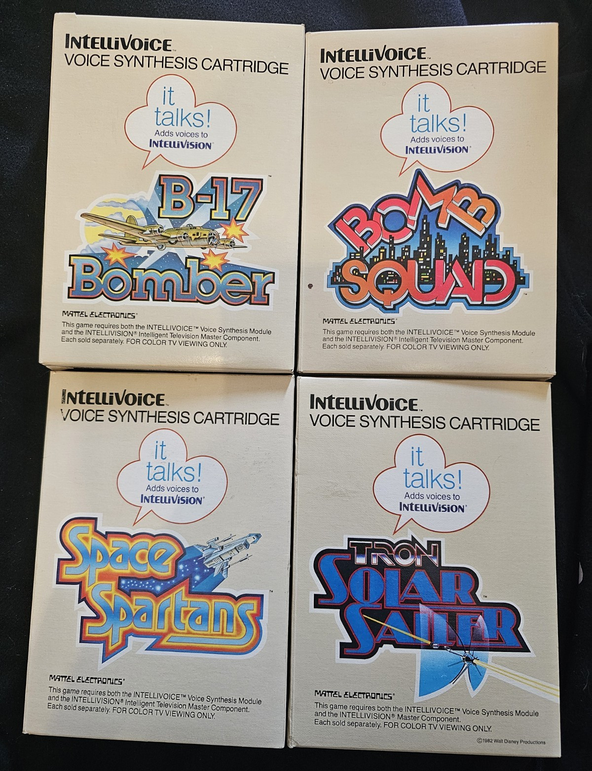 Intellivision Intellivoice 4 Game CIB Lot B-17 Bomb Squad Tron Space Spartans +