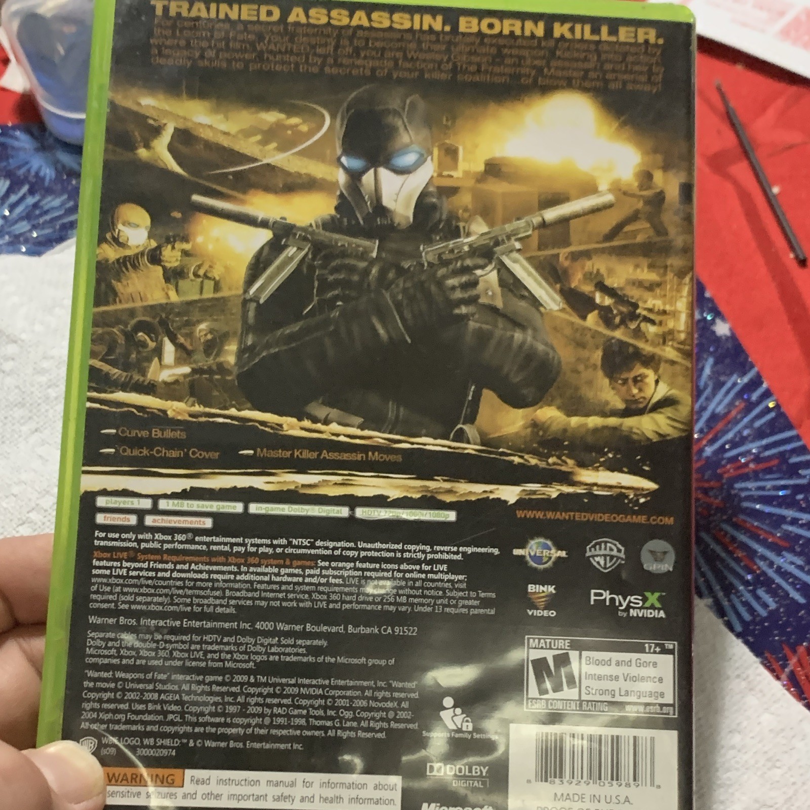 WB Games Wanted: Weapons of Fate Xbox 360 Disc w/ Case & Manual (M) 2009