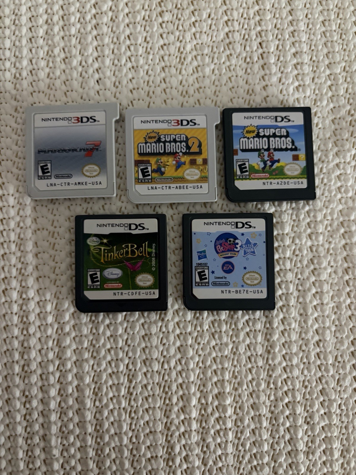 Nintendo DS & 3DS Game Lot Mario Kart 7 New Super Mario Bros 1 & 2 Tinker Bell